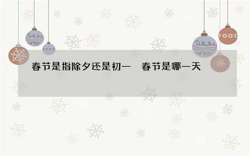 春节是指除夕还是初一 春节是哪一天